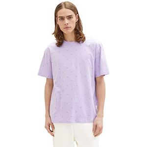 TOM TAILOR Denim Uomini T-shirt 1035608, 31566 - Lilac Smiley Print, S