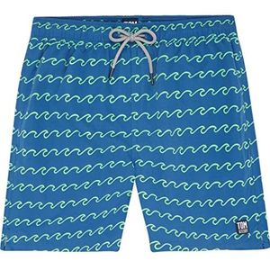 Tom & Teddy Seafoam Waves zwemshorts in maat M voor volwassenen, hoogwaardige badmode geïnspireerd op de Australische strandlifestyle voor vader en zoon, blauw, M