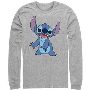 Disney Heren Lilo Basic Stitch Tops T-shirt met lange mouwen T, Athletic Heather, XXXXXL groot, Atletische Heather, 5XL grote maten