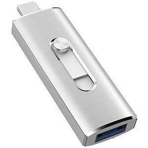 KOOTION USB C-stick 256 GB USB 3.1 256 GB 2-in-1 stick Memory Stick OTG Flash Drive 256 Giga 3.1 U harde schijf sleutelhouder hoge snelheid waterdicht type-C met dubbele aansluiting voor Samsung S8/S9