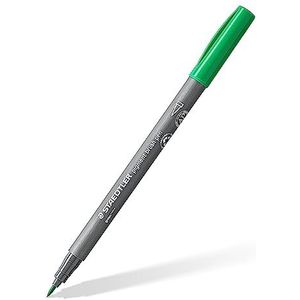 STAEDTLER 371-5 penseelpen pigment arts, groen, gepigmenteerde premium tekeninkt, penseelpunt voor variabele lijnbreedte, waterbestendig, sneldrogend, 10 groene penseelpennen in kartonnen etui,