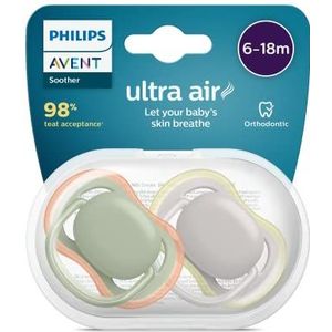Philips Avent ultra air-fopspeen, 2 stuks - BPA-vrije speen voor baby's van 6-18 maanden (model SCF085/20)