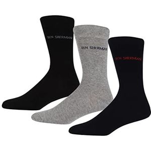 DKNY Heren Ben Sherman Sokken HEDGEHUNTER in zwart/marine/grijs met multi color branding in katoen mix stof - Pack van 3, Zwart/Navy/Grijs, 41-45 EU