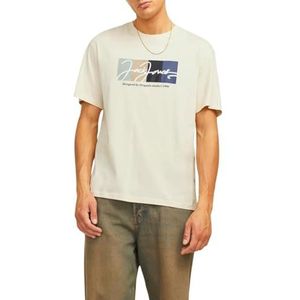 Jack & Jones Jorportland Block Branding Ss Crew Neck, Botercrème., S