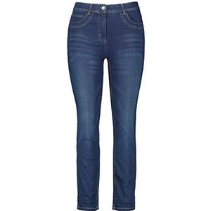 Samoon Dames 5-pocket jeans in 7/8 lengte bedy jeans nauwsluitende pasvorm, moderne pasvorm, 5-pocket-grote maten, donkerblauw/denim, 48 NL Kort