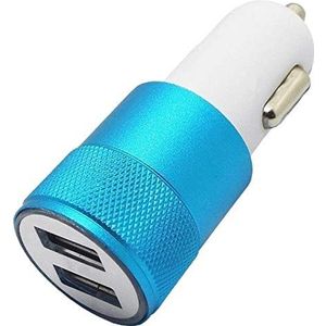 Dubbele adapter voor sigarettenaansteker, USB, voor Xiaomi Redmi 7, smartphone, 2 poorten, autolader, universeel, kleuren (blauw)