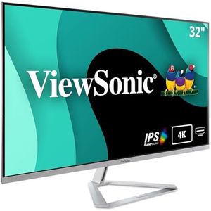 Viewsonic VX3276-4K MHD 32 Inch 4K Ultra HD Design Monitor, (4K UHD, HDR, HDMI, DP, mDP, Eye-Care, Eco-Mode, Luidspreker), Zilver/Zwart