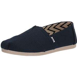 TOMS Alpargata brede instappers voor dames, Navy breed gerecycled katoenen canvas, 7 UK Wide