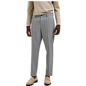 Selected Homme Herenbroek, geruit, Lichtgrijs Melange/Checks: grijs, 40