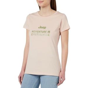 JEEP O102925-P558 J T-shirt Dames Adventure is Everywhere Print Grote Ringen Hout J23W Dames Powder Rose XL, Poederroos, XL