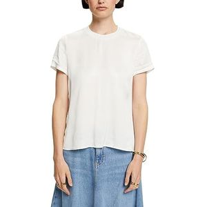 ESPRIT Satijnen blouse met korte mouwen, off-white, L