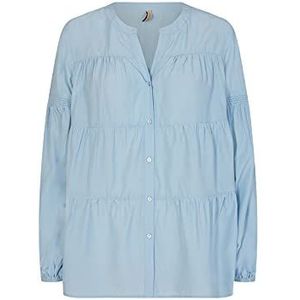 SOYACONCEPT Dames Sc-Pelican Loose Fitted Button Blouse Korte Mouw T-shirt, Cashmere Blue, XS