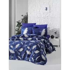 Nuit Des Rêves Ranforce King Quilt Cover Set (200 x 220 cm), 100% katoen, donkerblauw en wit, 2 kussenslopen (80 x 80 cm), machinewasbaar, elegant design