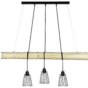 Homemania HOMBR_0287 Hanglamp, plafondlamp, hout, metaal, zwart, 115 x 80 x 120 cm
