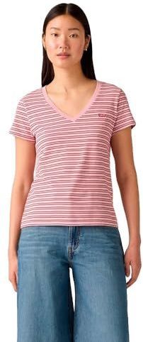 Levi's - Perfect V-hals T-shirt - Roze - Katoen - Korte Mouwen