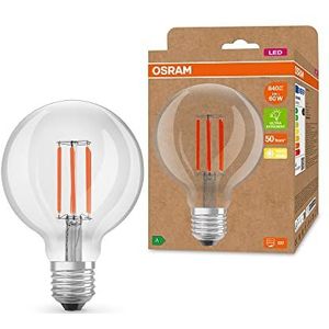 OSRAM LED spaarlamp, gloeilamp, E27, warm wit (3000K), 4 watt, vervangt 60W gloeilamp, zeer efficiënt en energiebesparend, pak van 6