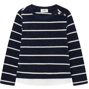 SPRINGFIELD Shirt met lange mouwen van chenille, gestreept, marineblauw, voor jongens en meisjes, Donkerblauw, 11 Jaren