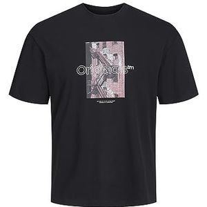 JACK & JONES Heren T-shirt Fotodruk Ronde Hals T-Shirt, zwart, XXL