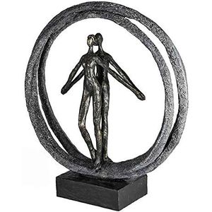 Casablanca - Sculptuur - figuur - decoratief figuur - paar in ring - poly - kleur: brons hoogte 40 cm