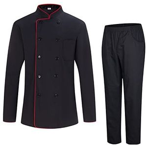 MISEMIYA - Koksjas en broek voor heren - koksjas voor heren - uniform voor gastronomie - Ref. 842-8312, Jassen en Broek 842b8 - Zwart, XXL