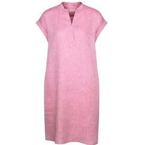 Seidensticker Blousejurk voor dames, modieuze jurk, regular fit, mini-jurk, opstaande kraag, korte mouwen, 100% linnen, roze, 44