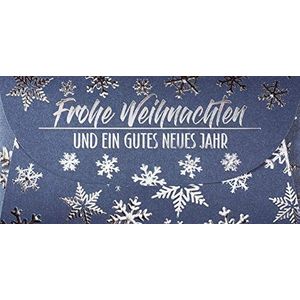 Perleberg Kerstkaart geldgeschenk met envelop - hoogwaardige portemonnee met zilveren sneeuwvlokken - geldkaart Kerstmis voor een speciale wens - wenskaart 22 x 11 cm