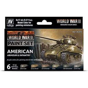 Vallejo val70203 - Model Color - WWII American Armour & Infantry Set 6 x 17 ml