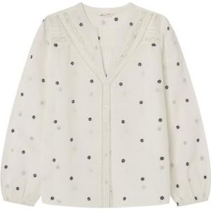 SPRINGFIELD Geborduurde blouse met veters voor dames, Maritiem Blauw, 34