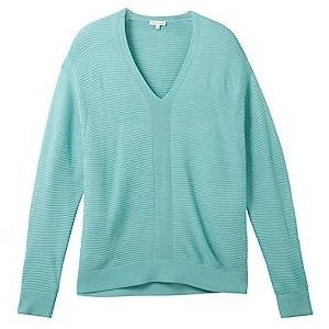 TOM TAILOR Basic gebreide trui met V-hals voor dames, 10426-summer teal, L