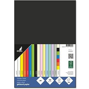 Kangaro - Gekleurd papier zwart DIN A4-120 g/m² FSC mix - 100 pack - briefpapier knutselpapier DIY, K-0043F315, 29,7 x 21 x 1,5