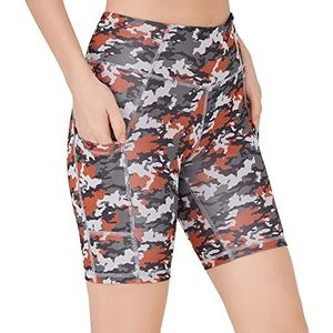 LOS OJOS Camo Fietsbroek voor dames, hoge taille, buikweg, camouflage, workout leggings voor vrouwen, Kool-kastanjebruin, XL