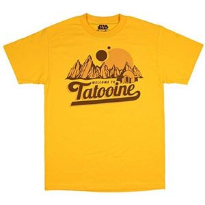 Star Wars Heren T-shirt Classic Welcome to Tatooine Skywalker Mos Eisley, goud., L