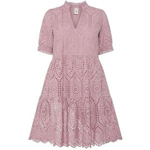 Blousejurk - Paars - 100% Katoen - V-hals Met Korte Mouwen
