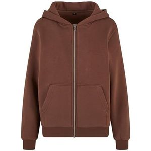 Build Your Brand Fluffy Zip Hoody, gezellig jack met capuchon in relaxed fit, basic voor dagelijks gebruik en vrije tijd, Chocolatebrown, S