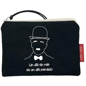hello-bags. Portemonnee, portemonnee, kaarthouder Buitenkant: 100% katoen. Met ritssluiting en binnenvoering. Inclusief kraft envelop. Model: ""Eenheid"". Kleur: ecru/zwart. Afmetingen: 14 x 10 cm.,