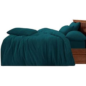 GC GAVENO CAVAILIA Teddy fleece dekbedovertrek, behaaglijk warm, behaaglijk, wollig, kingsize bed, groen
