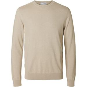 SELECTED HOMME Heren Slhberg Crew Neck Noos gebreide trui, Oatmeal/Detail: melange, XL