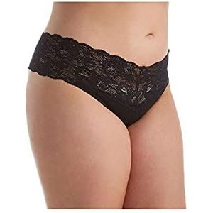 Cosabella Women's Plus Size Say Never Extended Lovelie Thong, Black, 12/16