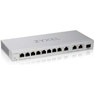 Zyxel 12-poorts multi-gigabit Ethernet webbeheerde switch | 3 x 10G | 1 x 10G SFP+ glasvezel | 8 x GbE-poorten | Plug & Play | Desktop of wandmontage | Ethernet-splitter XGS1250-12