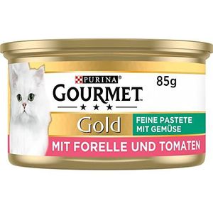 Gourmet Gold Mousse met Groenten Kattenvoer, Natvoer met Forel en Tomaat - 12x85g - (12 blikjes; 1,02kg)
