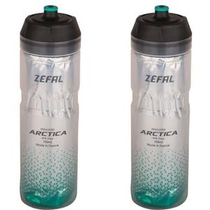 ZEFAL Arctica 75 - Set van twee bidons, 750 ml, geïsoleerde fietsfles, geurloos en waterdicht, sportfles, BPA-vrij, zilver/caraibisch groen