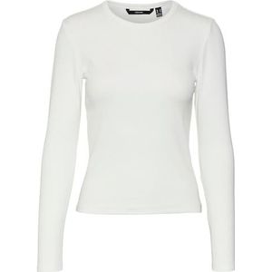 VERO MODA Vmchloe Ls Short Top JRS Noos Shirt met lange mouwen voor dames, wit (snow white), XL