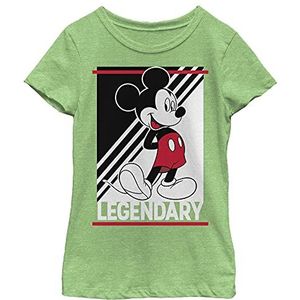 Disney Characters Legend of Mickey Girl's Heather Crew Tee, Green Apple, X-Small, apple green, XS