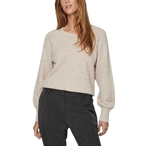 Vila Dames Vituli L/S O-Neck Knit Top/Su/Pb Gebreide Trui, beige, L