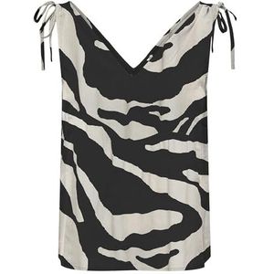 ONLY Dames Onlnova Life Elite S/L Ruching Top AOP, zwart, XS