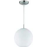 Reality Leuchten Hanglamp hanglamp in mat nikkel, glas opaal wit, 1x E27 maximaal 60 W zonder lamp, diameter 25 cm, hoogte maximaal 150 cm R30152507