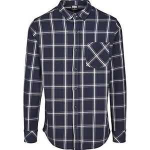 Urban Classics Heren hemd Basic Check Shirt geruit hemd, blauw (Navy/Wht 00159), S