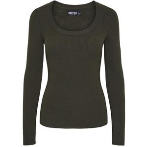 PIECES Dames Pcmira Ls U-Neck Knit Noos Bc gebreide trui, Forest Night, S