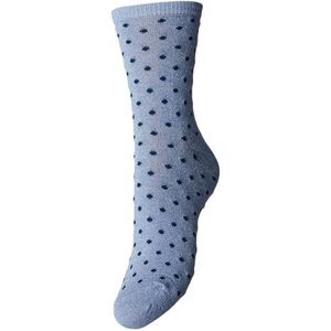 Pieces dames sokken 1-pack - Dots - Vrolijke en leuke dames sokken met stippel print - Kleur: Blauw, Maat: Onesize - Blauw