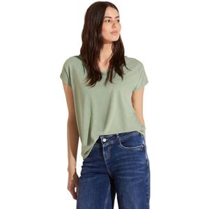 Materiaalmix T-shirt, Soft Moss Green, 42